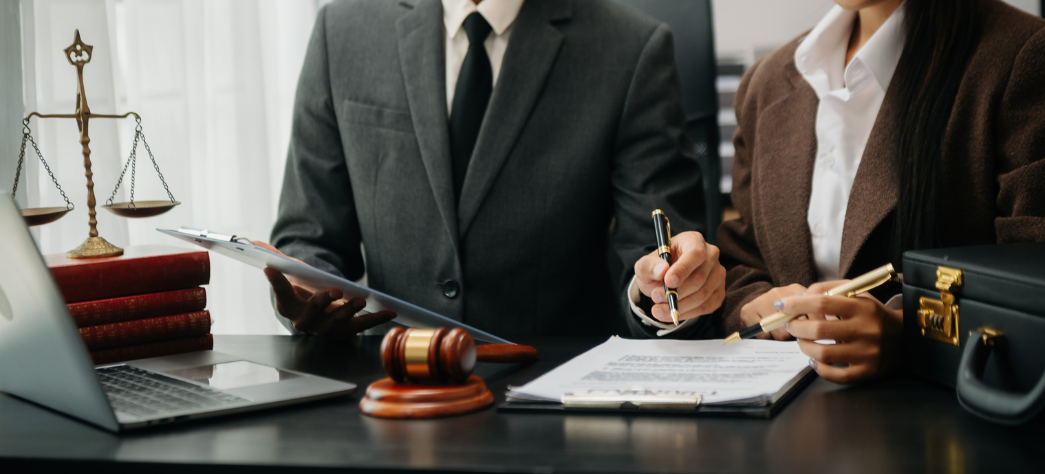 Business and Male lawyer or judge consult having team meeting with client, Law and Legal services concept.Customer service good cooperation in office