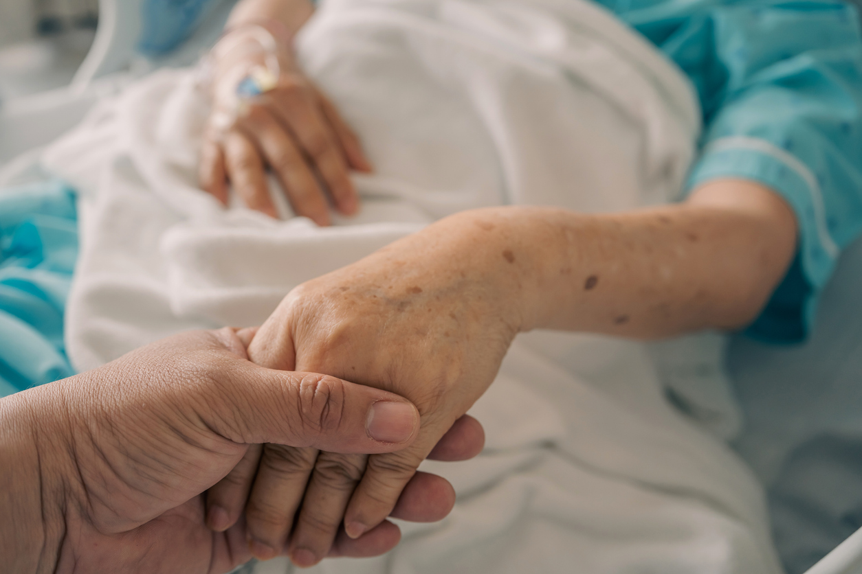 A patient admit at the hospital. Old people was sick after car accident